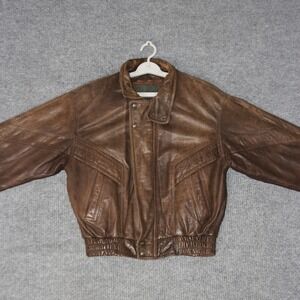 Vintage Adventure Bound Leather Jacket Mens S Brown Big Moose Custom Art
